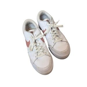 Nike Blazer Low‎ '77 Jumbo Shoes Womens White Pink Swoosh Lace Up Retro Casual